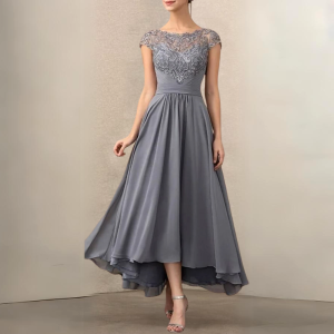 Robe De Cocktail Longue Grise 2